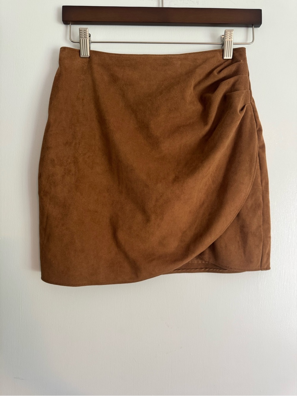 Abercrombie & Fitch Brown Faux-Suede Wrap Mini Skirt